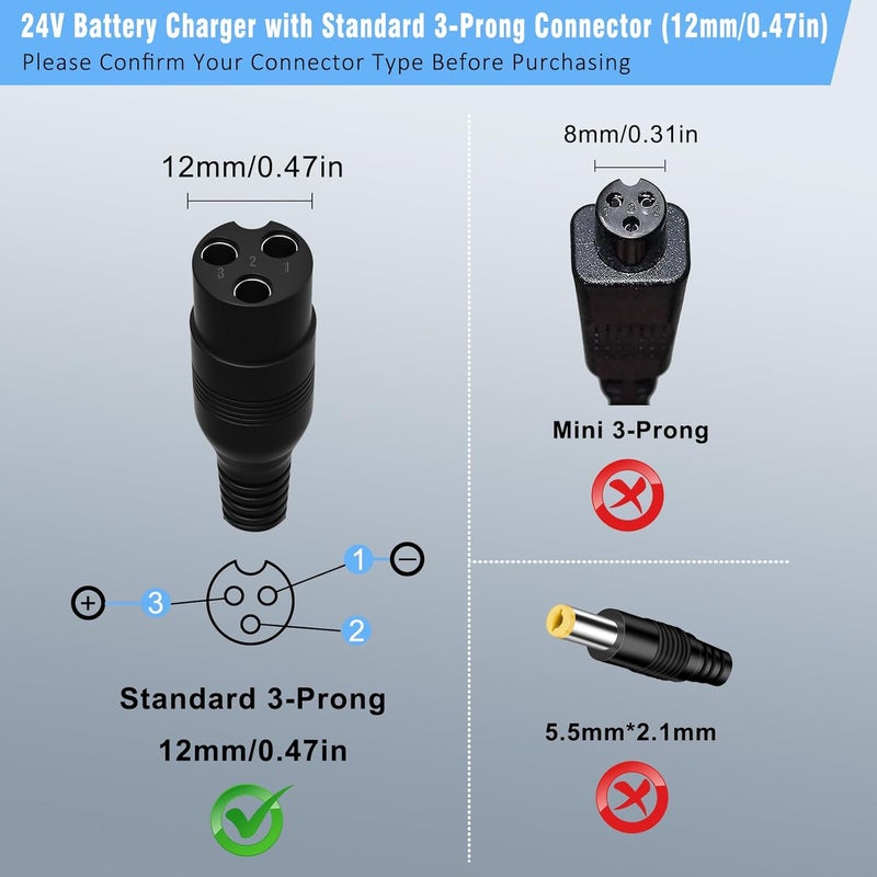KAVCENT 24V Charger for Electric Scooter Razor MX350 Electric Scooter Dirt Bike E100 E175 E200 E200S E300 E300S E500 Pocket Mod, Sports Mod and Dirt Quad - Image 2
